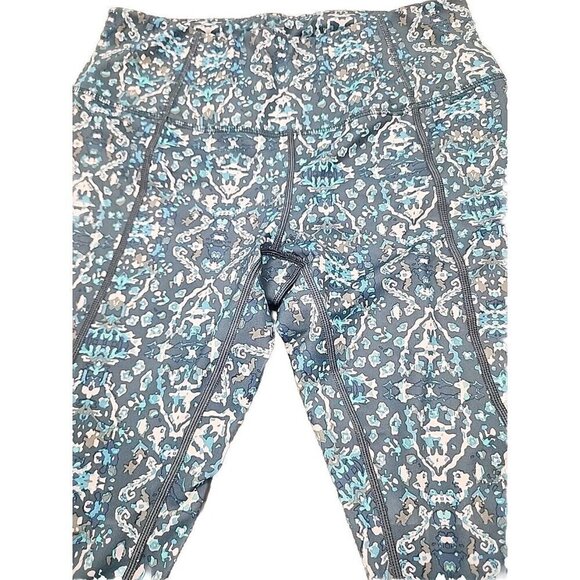 Apana Leggings Capri Green Geometric Print Mid-Rise Women's Small - Picture 2 of 7